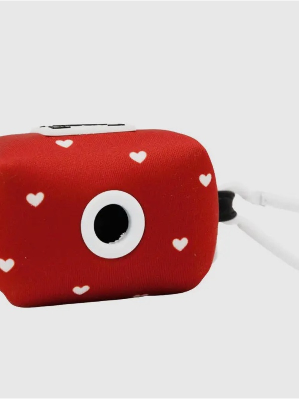Red Heart Pattern Dog Waste Bag Dispenser with Strap